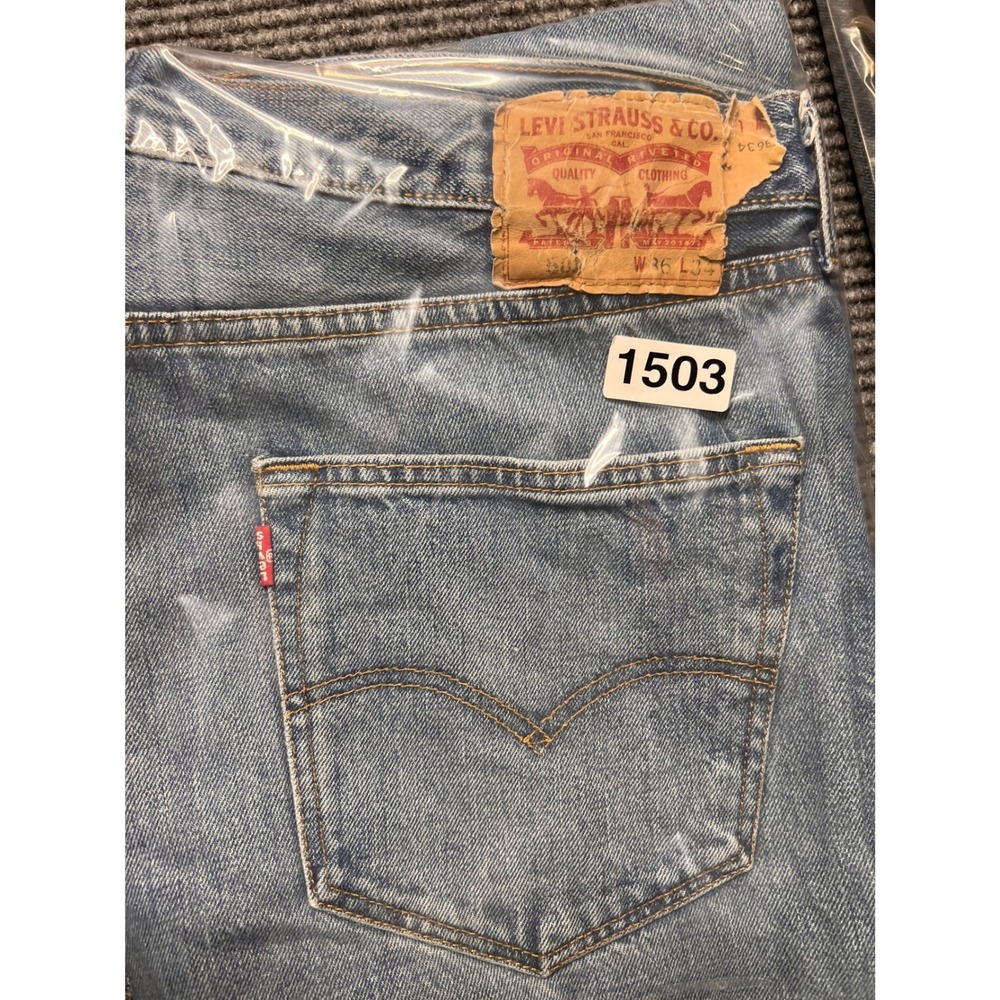 Levi's 501 Original Fit Jeans Mens 36x34 Light Wash Button - Picture 12 of 12
